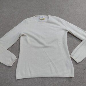 Sutton Studio Womens Sweater Small Ivory Solid 100% Cashmere